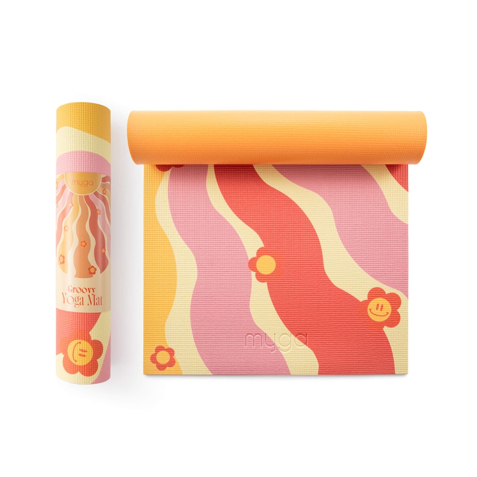 image 1 of Myga Groovy Print Yoga Mat | Orange