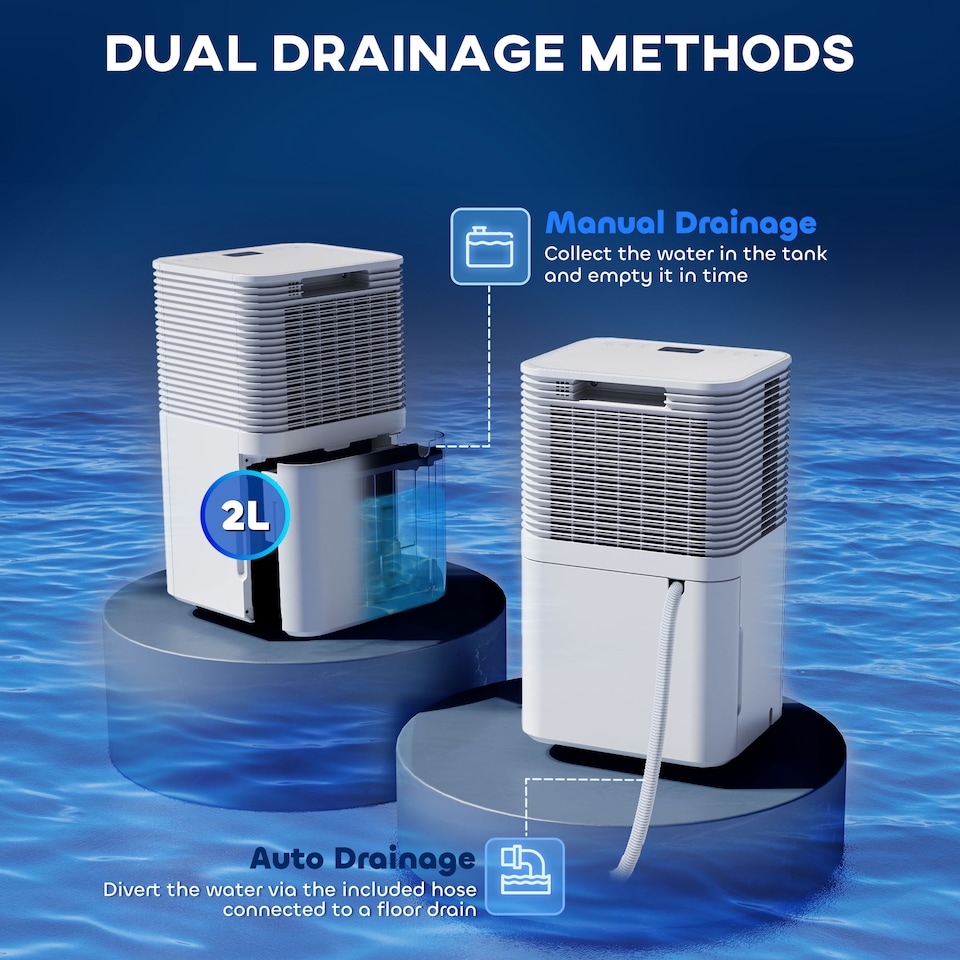 image 1 of HOMCOM 10LDay Dehumidifier with 2L Water Tank, Laundry Drying, Automatic Humidity Sensor, Electric Portable Dehumidifier with 24H Timer, 3 Modes for Home Damp, Mould and Condensation