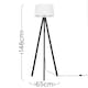 image 3 of ValueLights Modern Black Wood Tripod Floor Lamp With White Shade
