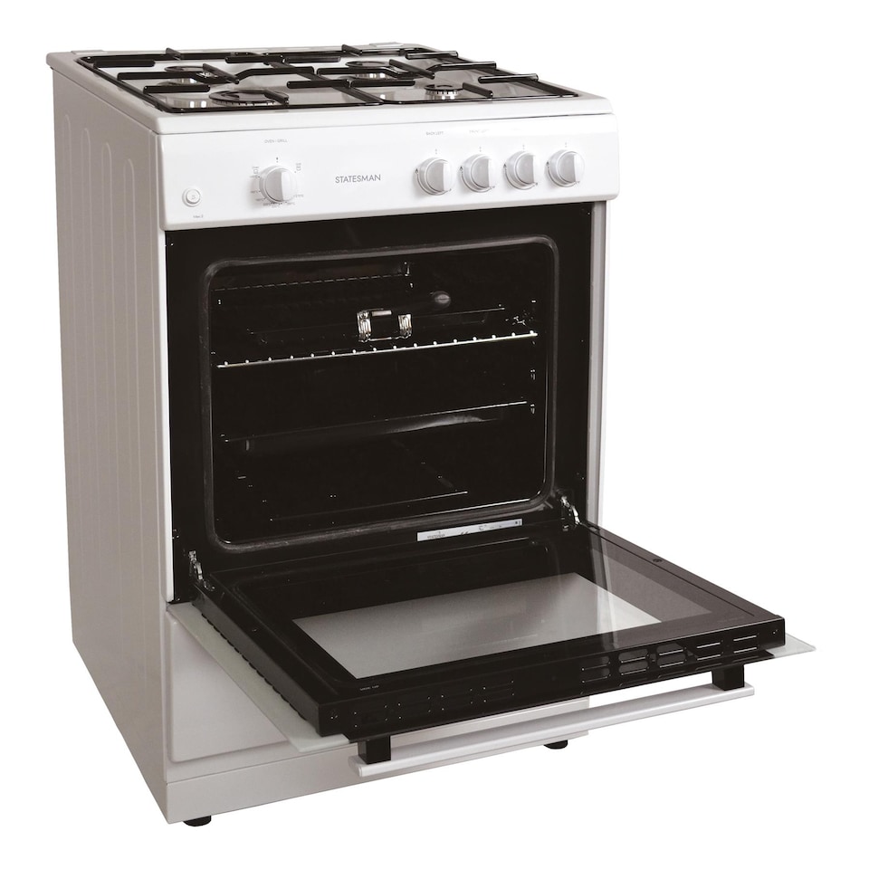 image 1 of Statesman MAXI60GSF Single Cavity Gas Cooker, Integrated Grill, 60cm, White