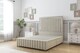 image 1 of Sloomy Boston Chrome Cream Plush Divan Bed Base 2 Drawers Right Side With 26 Inch Strutted Headboard & 12 Inch Matching Footboard | Cream | Cream | Super King | 1