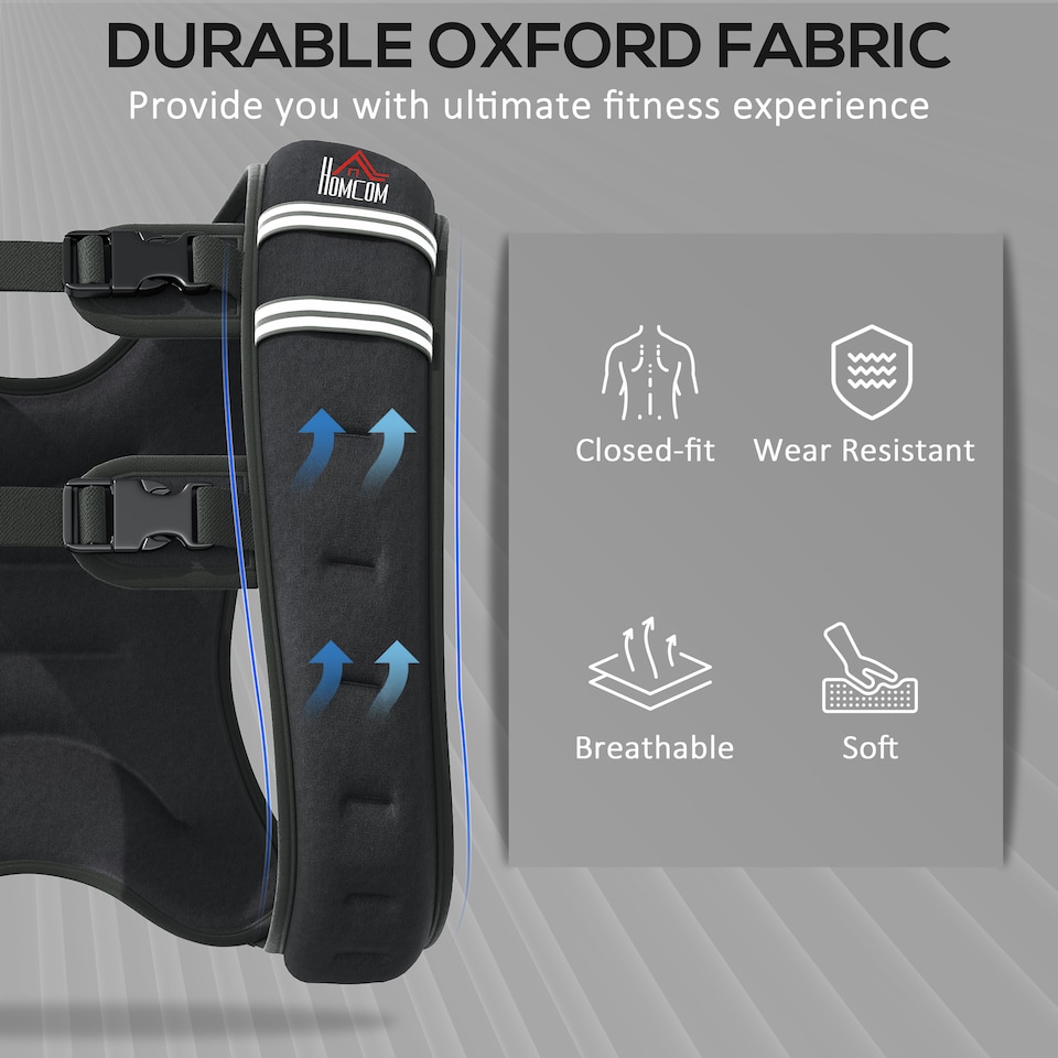 image 1 of HOMCOM 8KG Weighted Vest with Adjustable Straps, Pocket, Reflective Strips | Black