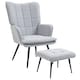 image 1 of HOMCOM Armchair with Footstool, Living Room Chair, Linen Accent Chair for Bedroom, Home Study, Light Grey