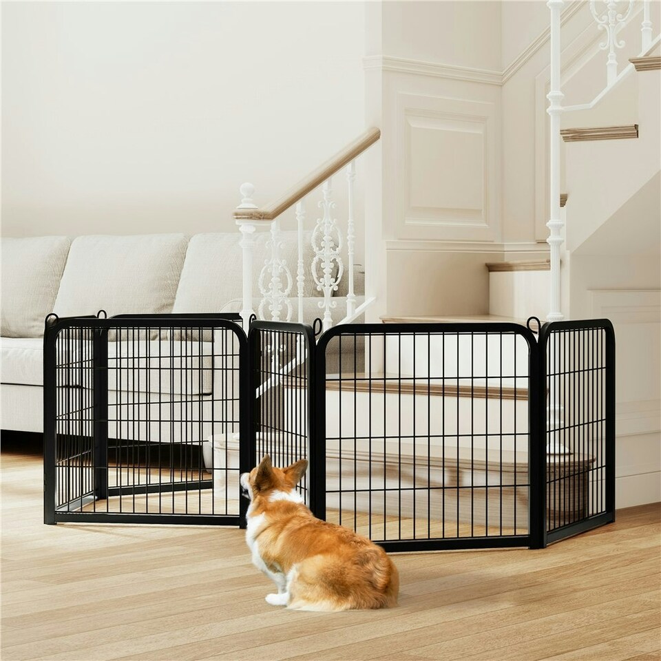image 1 of Yaheetech 2 Metal Dog Playpen Panels, 60 × 60.5 cm Black
