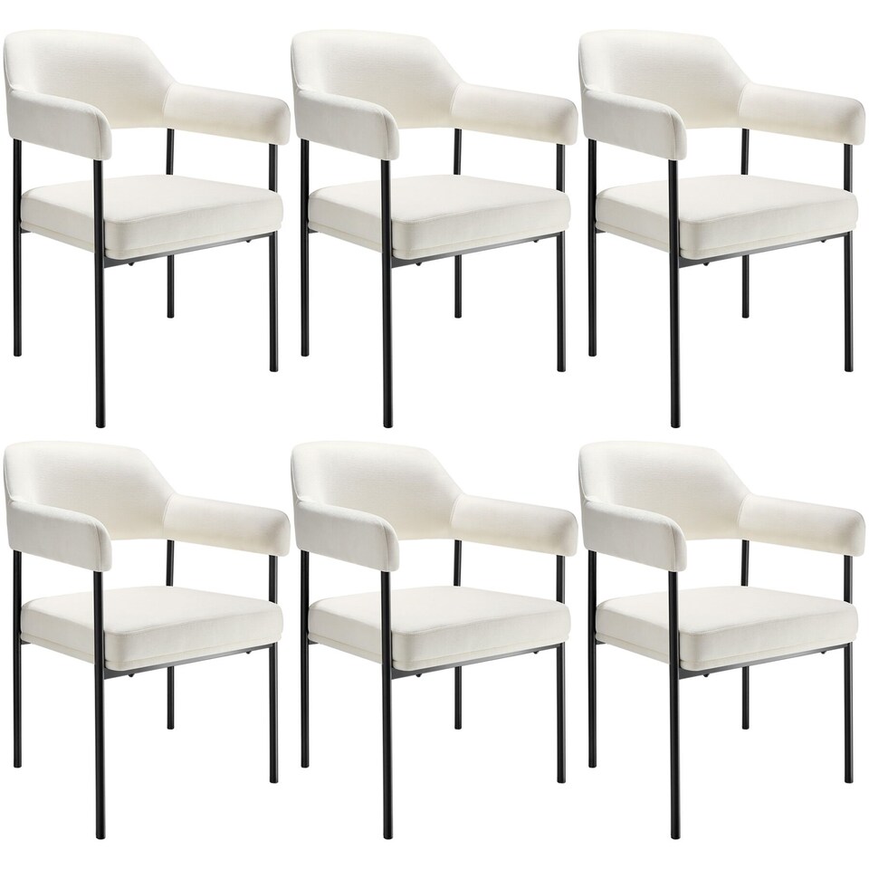 image 1 of Armchair Doe - durable fabric, black powder-coated legs, 120 kg load, 58 x 62 x 85 cm | White | velvet look off-white | 6