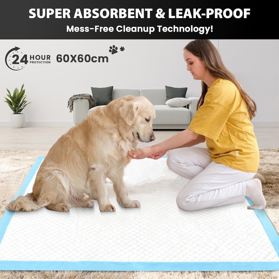 image 1 of MantraRaj Puppy Pads Super Absorbent Puppy Training Pads Dog Toilet Training Pads (Large 60cm x 60cm) Pack of 50
