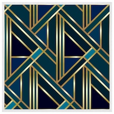 Gold & teal geometric pattern (Picutre Frame) White | XL