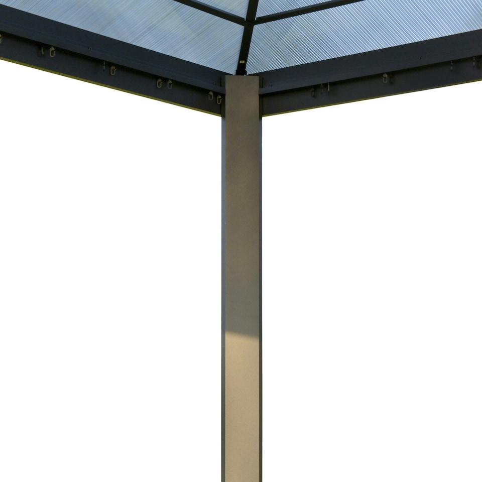 image 1 of Outsunny 3x3(m) Aluminium Hardtop Gazebo Canopy w/ Polycarbonate Top, Curtains