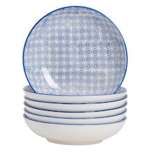Nicola Spring Hand-Printed Butter Dish - 18.5 x 12cm - Navy | Blue | Blue