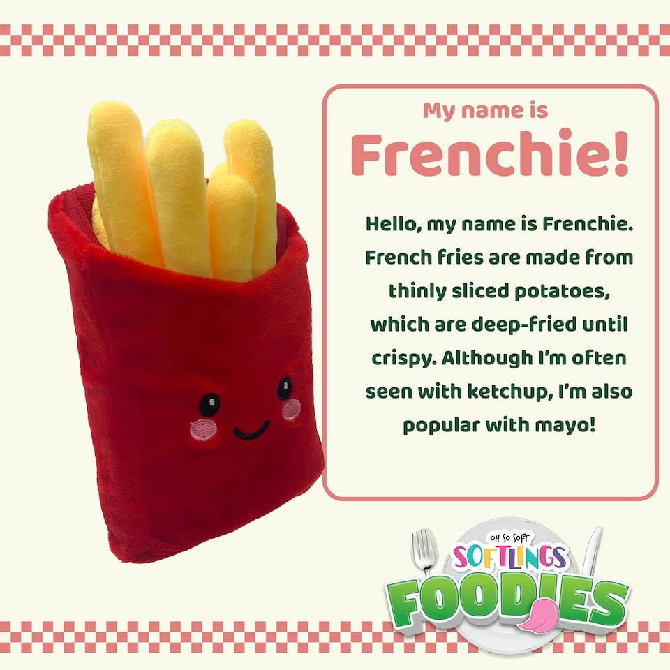 image 1 of Fries Soft Toy Food Themed Cute Plush Cuddly Soft Fluffy 16cm Multi-Coloured