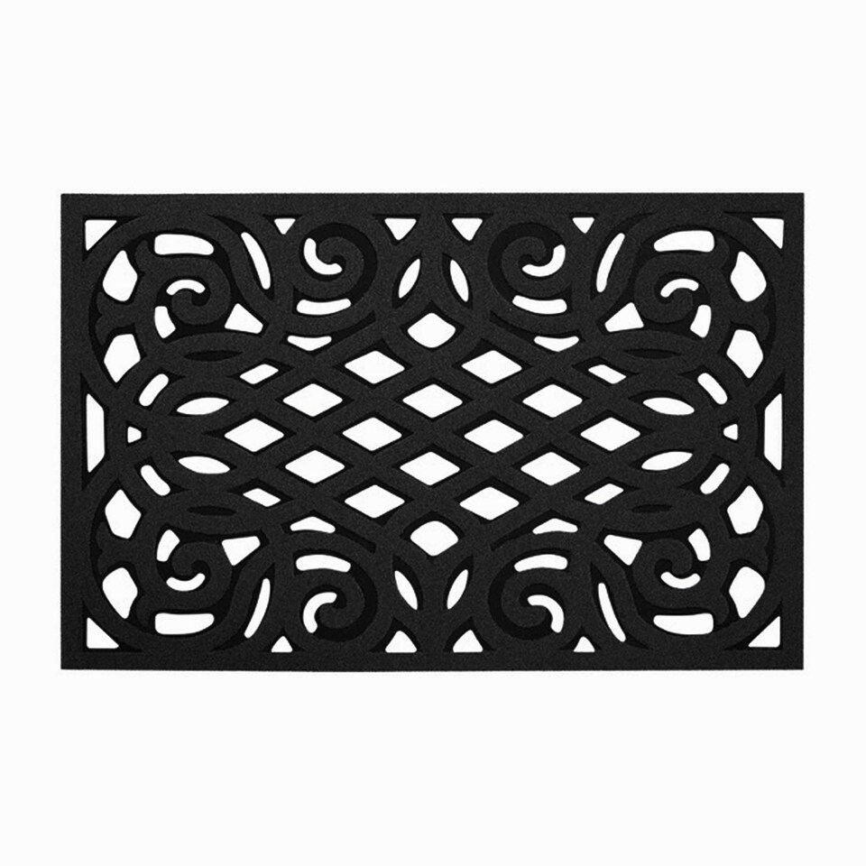 image 1 of Nicoman Victorian Style Rubber Outdoor Door Mat Black 75 x 44cm