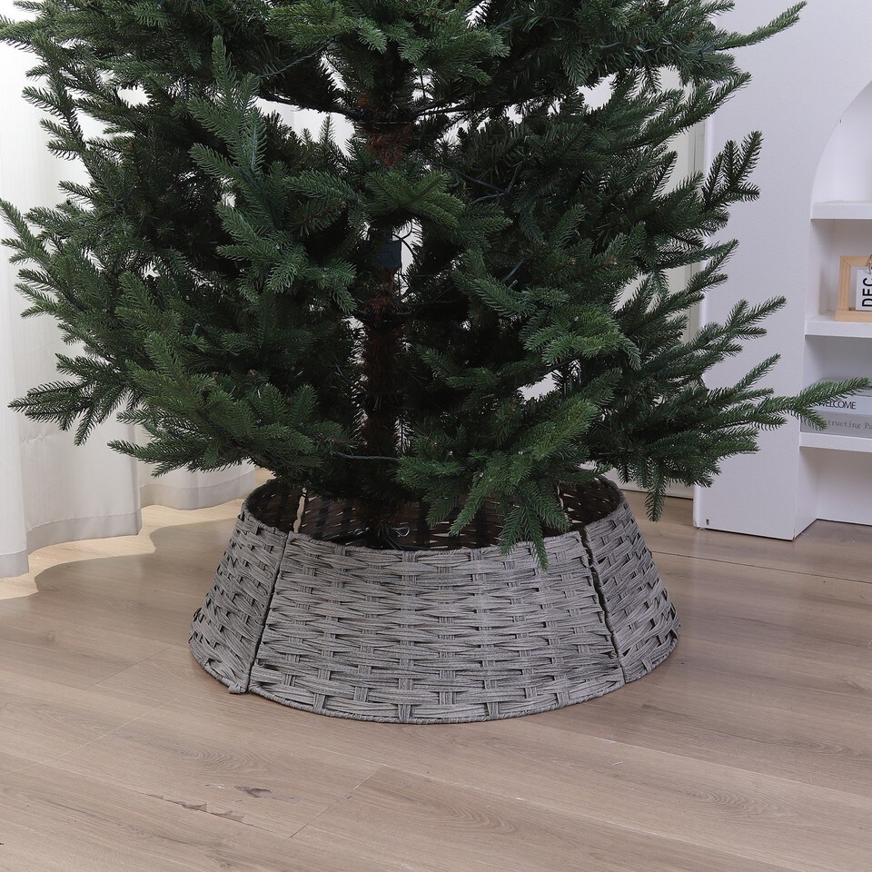 image 1 of 76cm Christmas Xmas Tree Skirt Round Decorative Festive Base Stand Cover 4 Pcs | Grey | Grey
