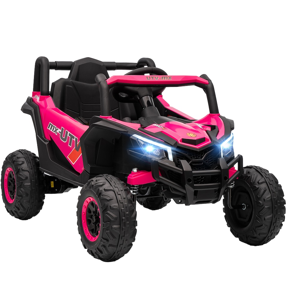 image 1 of AIYAPLAY 12V Kids Ride On Car, Electric Car for Kids UTV with Remote Control, Slow Start, Suspension System, LED Lights, Music, USB Port, for Boys Girls 3-5 Years | Pink