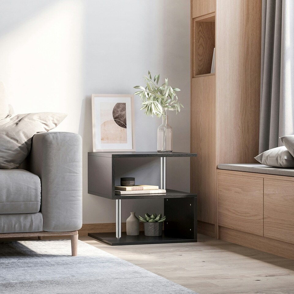image 1 of HOMCOM Coffee End Table Side TV Sofa Stand Living Room Office Furniture White Black