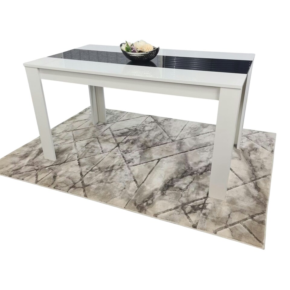 image 1 of Dining Table Wood Kitchen Place for 6 Seats, Dining Table Only (White and Black H 75 x L 140 x W 80 cm) White