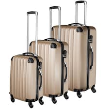 Suitcase Set - 3 hard-shell suitcases with telescopic handle, swivel wheels | Cream | champagne | 1