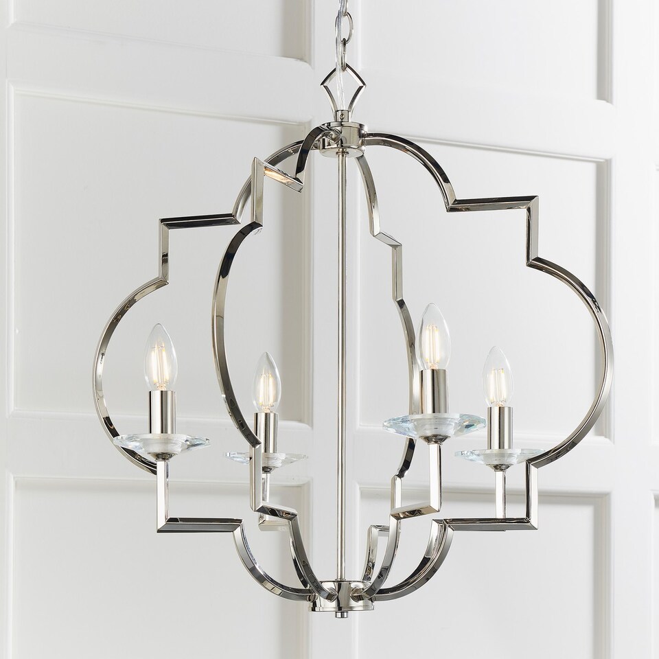image 1 of Garland 4 Light Ceiling Pendant Polished Nickel & Clear Crystal Glass, E14