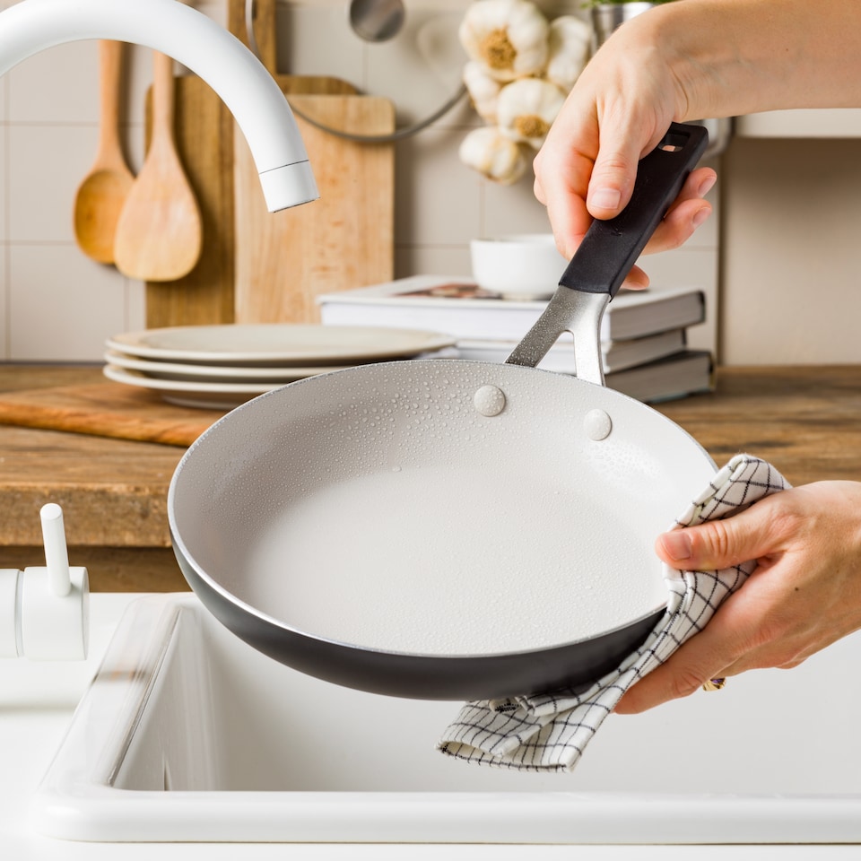 image 1 of KitchenAid Coloured Aluminium Frying Pan, 20cm, Matt Black