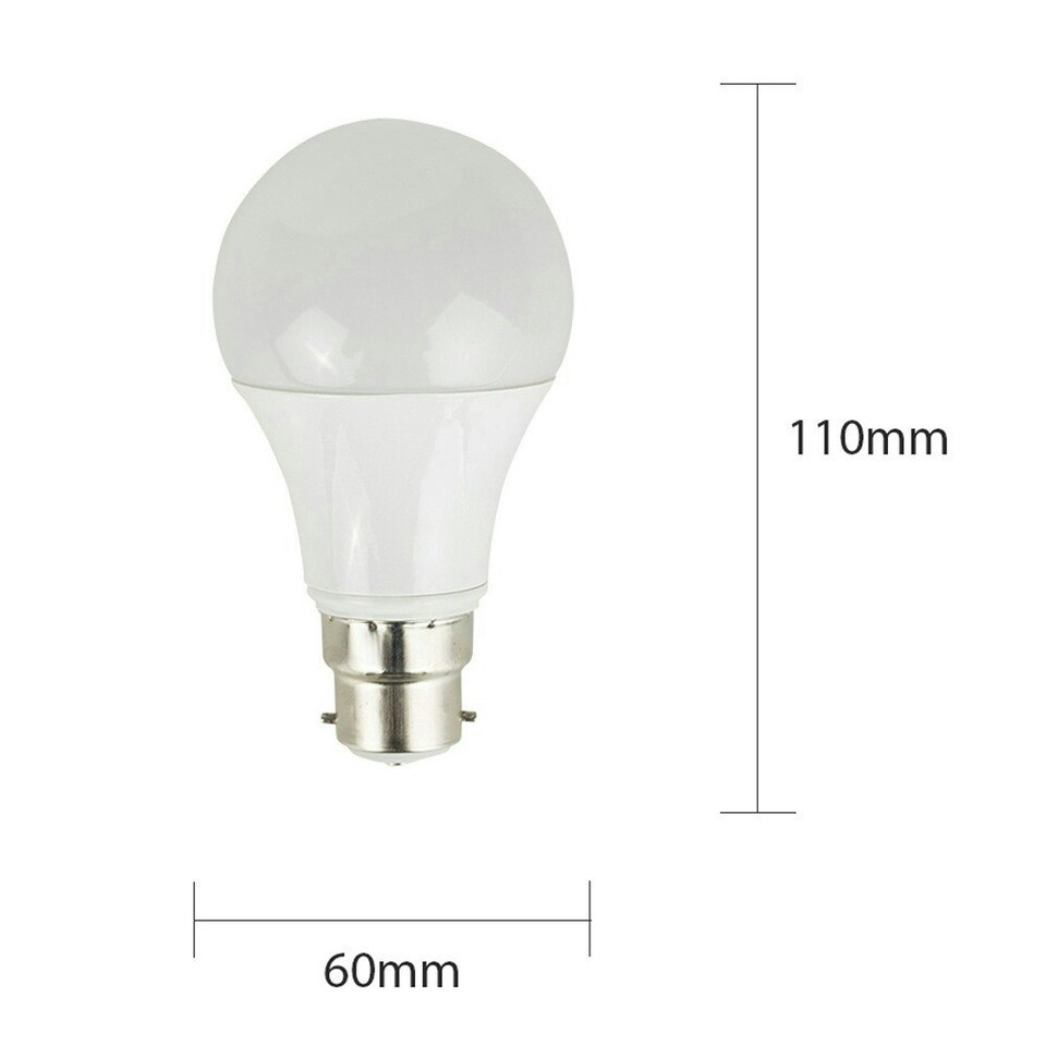 image 1 of ValueLights 8 Pack B22 White Plastic GLS LED 10W Cool White 6500K 800lm Light Bulb
