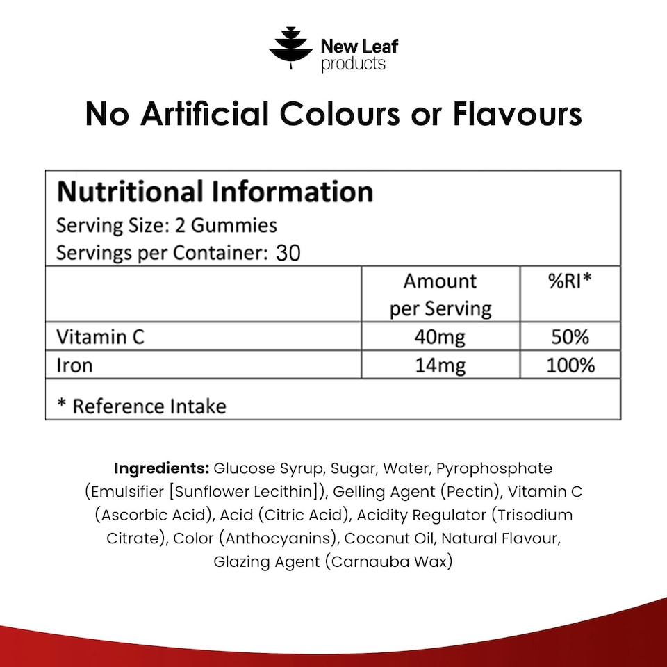 image 1 of Iron Gummies 14mg - 60 Iron Supplements, Vitamin C