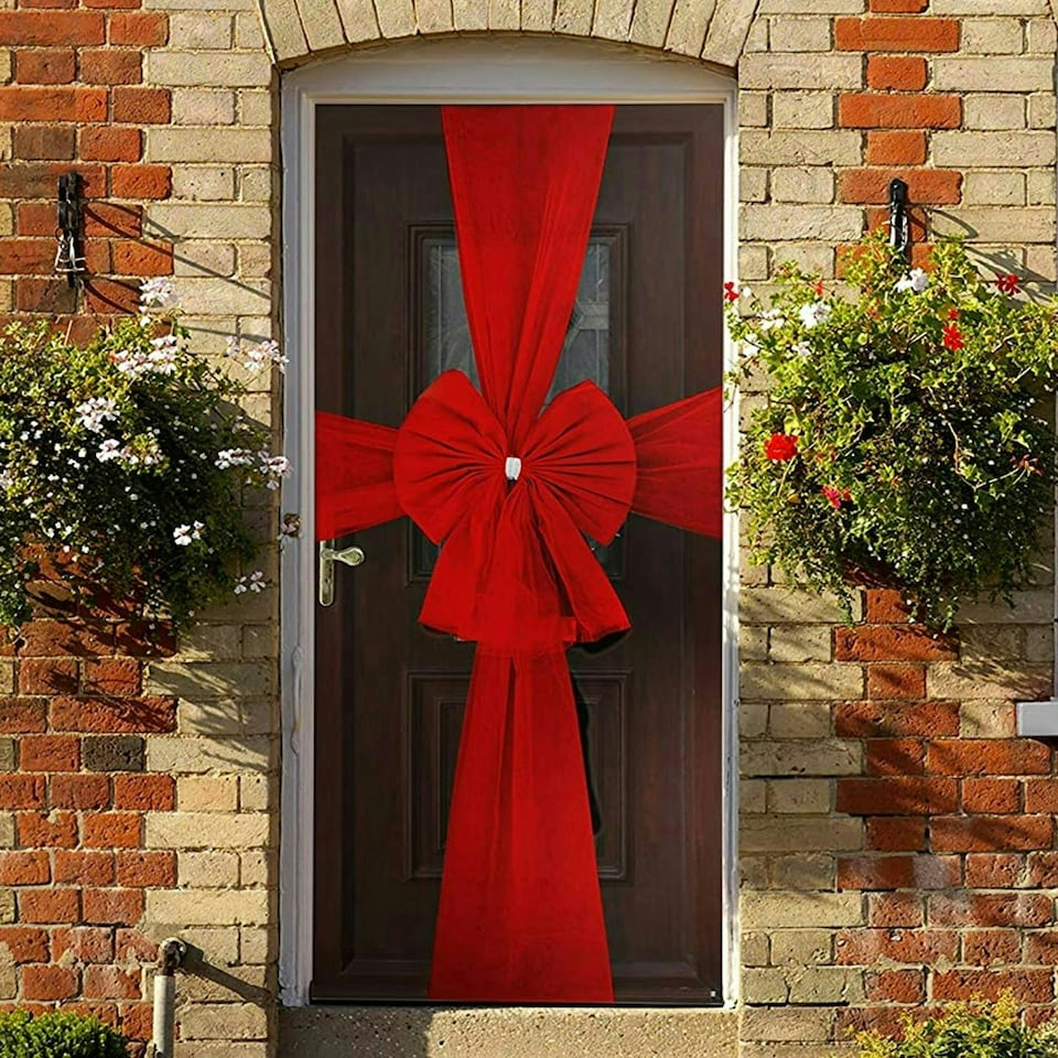 image 1 of Red Door Bow – Decorative Bow for Christmas, Weddings, and Seasonal Décor