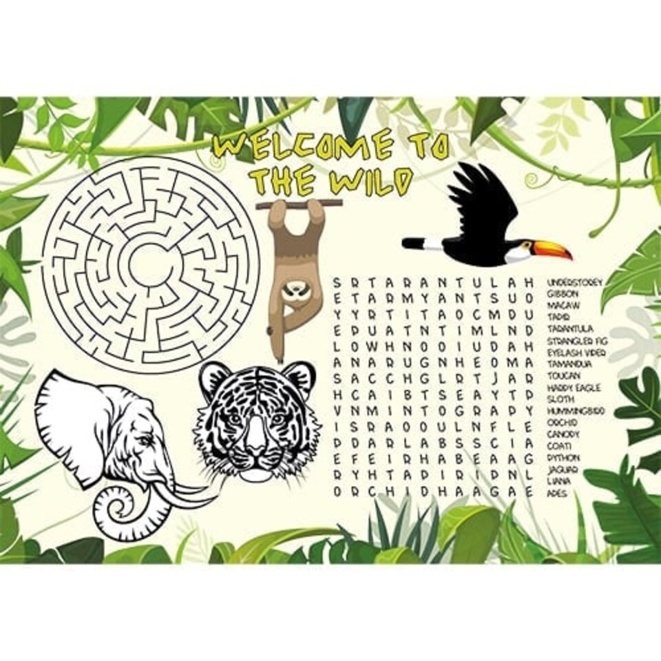 A4 Jungle Kids Activity Placemat Sheet