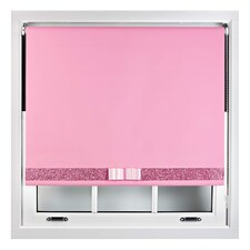 FURNISHED Blackout Roller Blind with Pink Glitter Trim and Pink Bow Trimmable Window Shade | Pink | Pink | (W) 230cm x (L) 210cm