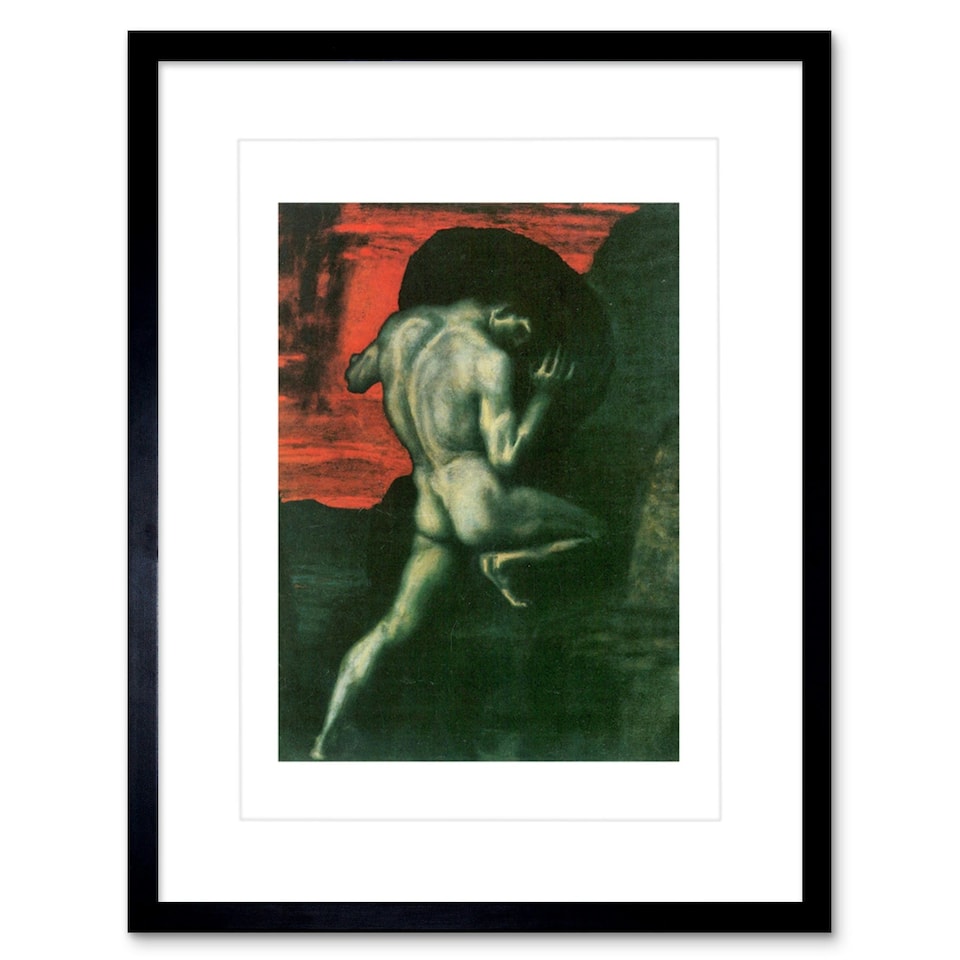 image 1 of Painting Von Stuck Sisyphus Old Master 9x7" Black Framed Wall Art Print