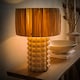 image 3 of ValueLights Kiran Ceramic Stone Bubble Table Lamp Raffia Shade