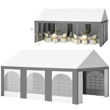 Outsunny 6 x 4m Party Tent, Marquee Gazebo with Sides, Windows and Double Doors