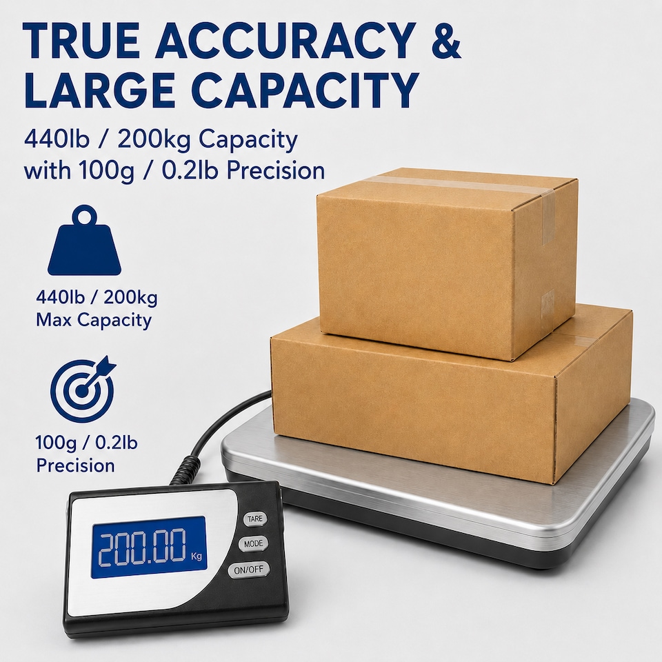 image 1 of Futura Heavy Duty Digital Postal Scales 100kg/220lb Capacity | Silver | Silver | 30 x 28 x 3 cm | 1
