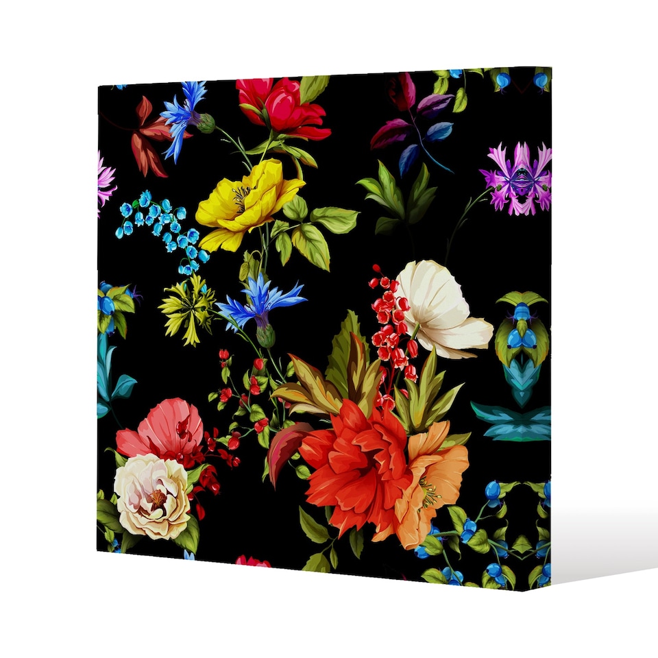 Bright Vibrant Flowers (Canvas Print) / 77 x 77 x 4cm | Multi