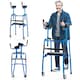 image 8 of COSTWAY Versatile Rolling Walker All Terrain Stand-Assist Walker-Navy