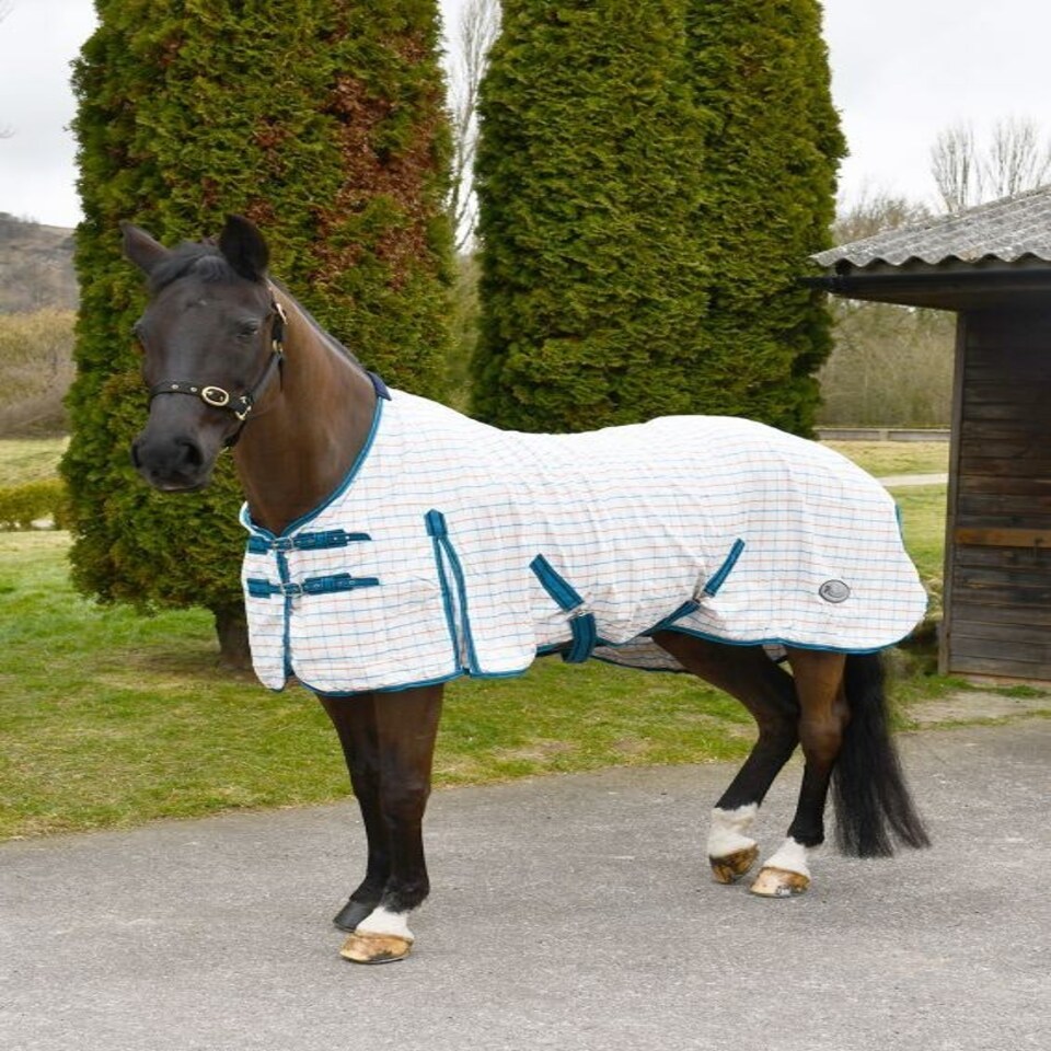image 1 of Rhinegold Maui Check Summer Sheet Blue | Size: 5ft 9
Colour: Navy