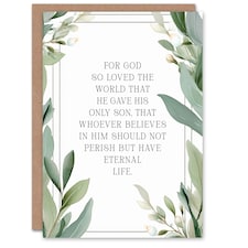 John 3:16 God So Loved the World Green Floral Bible Christian Birthday Card