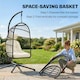 image 4 of Outsunny Hanging Egg Chair, Outdoor Swing Chair with Stand, Black/Cream | Black | Black/Cream White | One Size