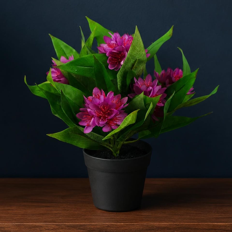 image 1 of 18cm Artificial Freesia Plant Dark Pink Flowering