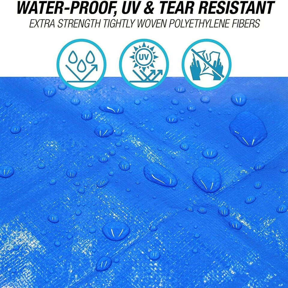 image 1 of Tarpaulin 3m x 3m Multi-Purpose Waterproof, UV Resistant Ground Sheet Cover Made of 90g/Square Metre Tarpaulin Blue