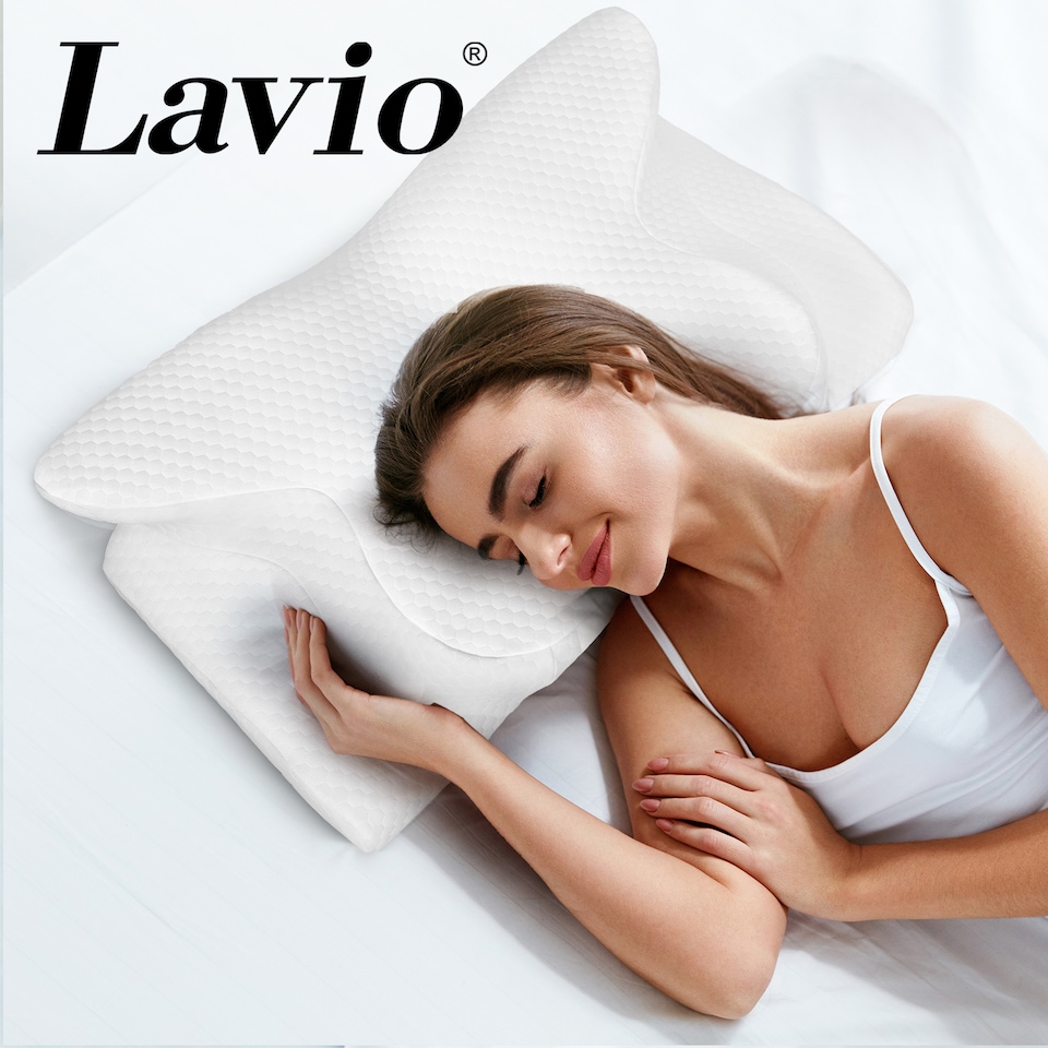 image 1 of Lavio Orthopedic Memory Foam Butterfly Pillow Ergonomic Neck Shoulder Support