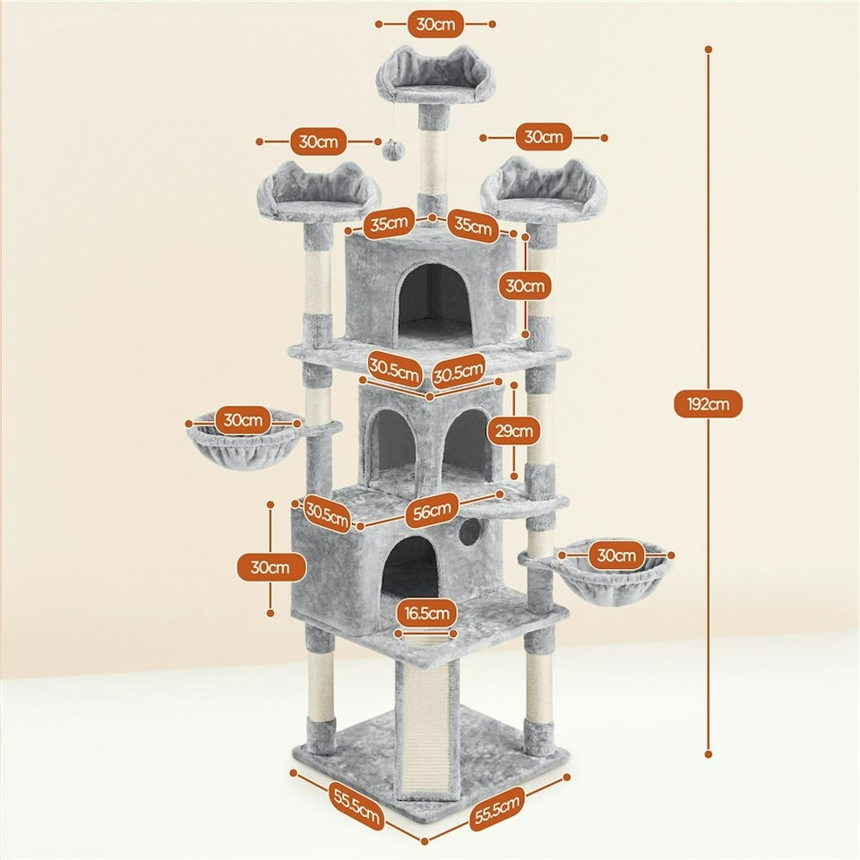 image 1 of Yaheetech Large Cat Tree with 3 Condos Light Grey