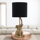 image 8 of Elephant - Gold Resin Table Lamp With Black Fabric Shade | Gold | Black | Large | 1