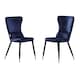 image 1 of Set of 2 New York Modern Velvet Dining Chairs with High Back, Black Metal Legs | Blue | Gold End Tips