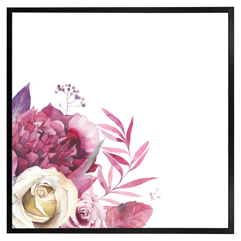 image 1 of Pink floral (Picture Frame) White | S