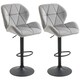 image 1 of HOMCOM Adjustable Bar Stools Set of 2, Armless Upholstered Swivel Counter Chairs, Barstools with Back, Footrest, Light Grey