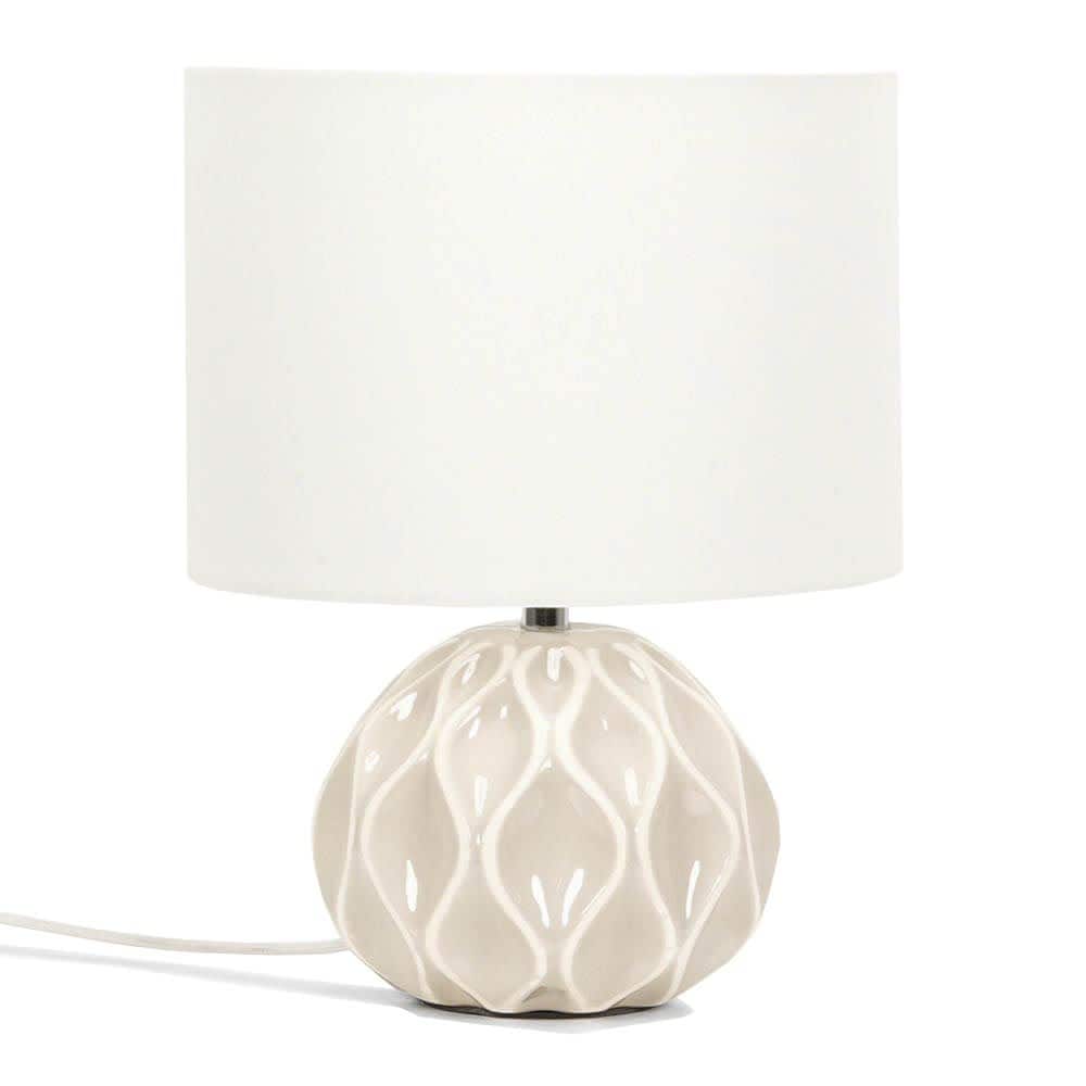 ValueLights Luca Ceramic Textured Cream Table Lamp Cream Shade