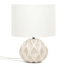 ValueLights Luca Ceramic Textured Cream Table Lamp Cream Shade