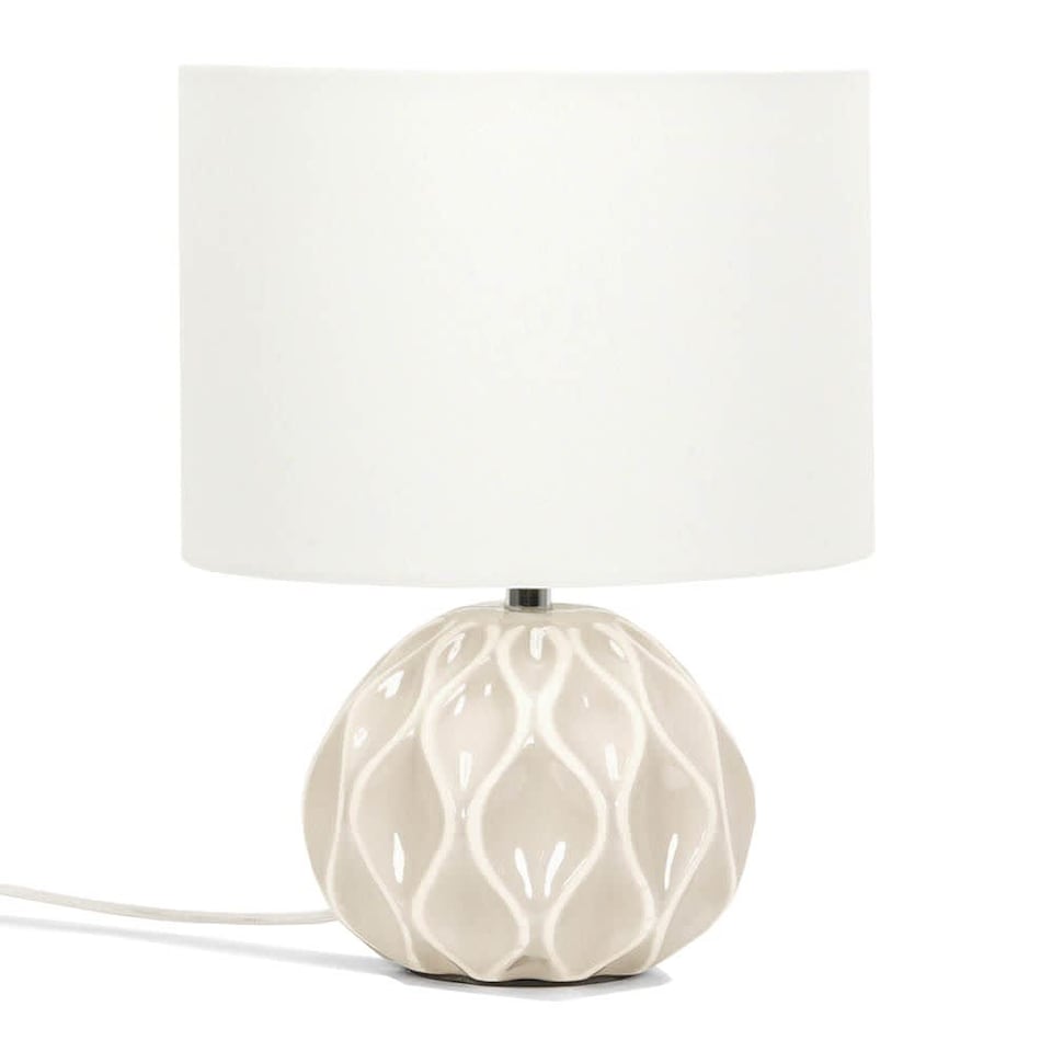 image 1 of ValueLights Luca Ceramic Textured Cream Table Lamp Cream Shade