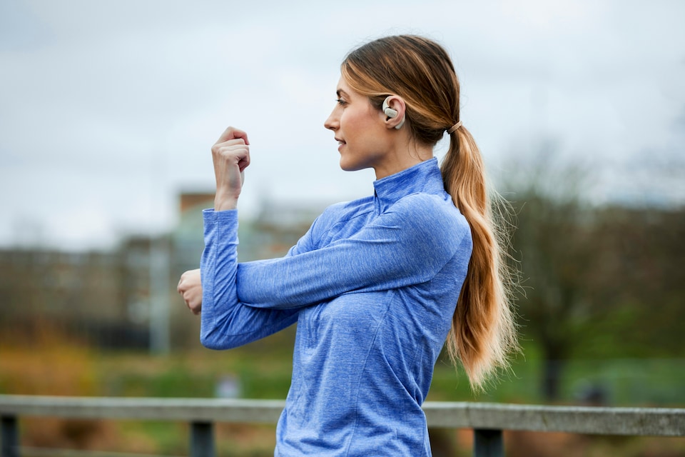 image 1 of SHOKZ OPENFIT BEIGE SPORTS HEADPHONES