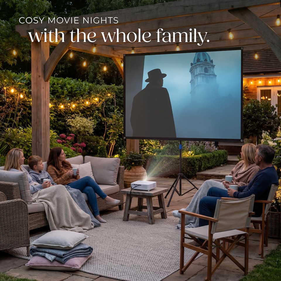 image 1 of Cinema Projector Screen with Foldable Tripod, 16:9, 4K, HD | White | white | XL | 1