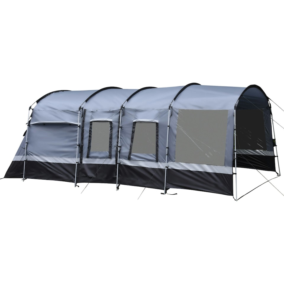 image 1 of Outsunny 8-Person Camping Tent Tunnel Design with 4 Large Windows